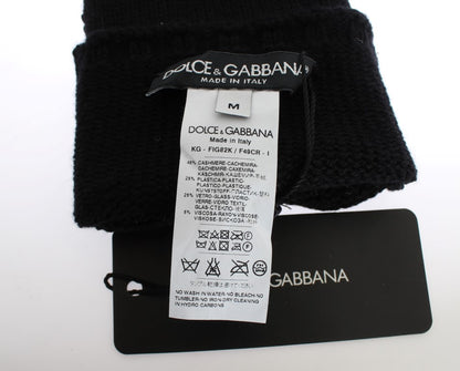 Dolce &amp; Gabbana Guantes sin dedos de cachemir adornados con lentejuelas