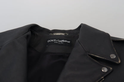 Dolce &amp; Gabbana Elegante chaqueta motera de cuero negra