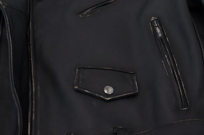 Dolce &amp; Gabbana Elegante chaqueta motera de cuero negra