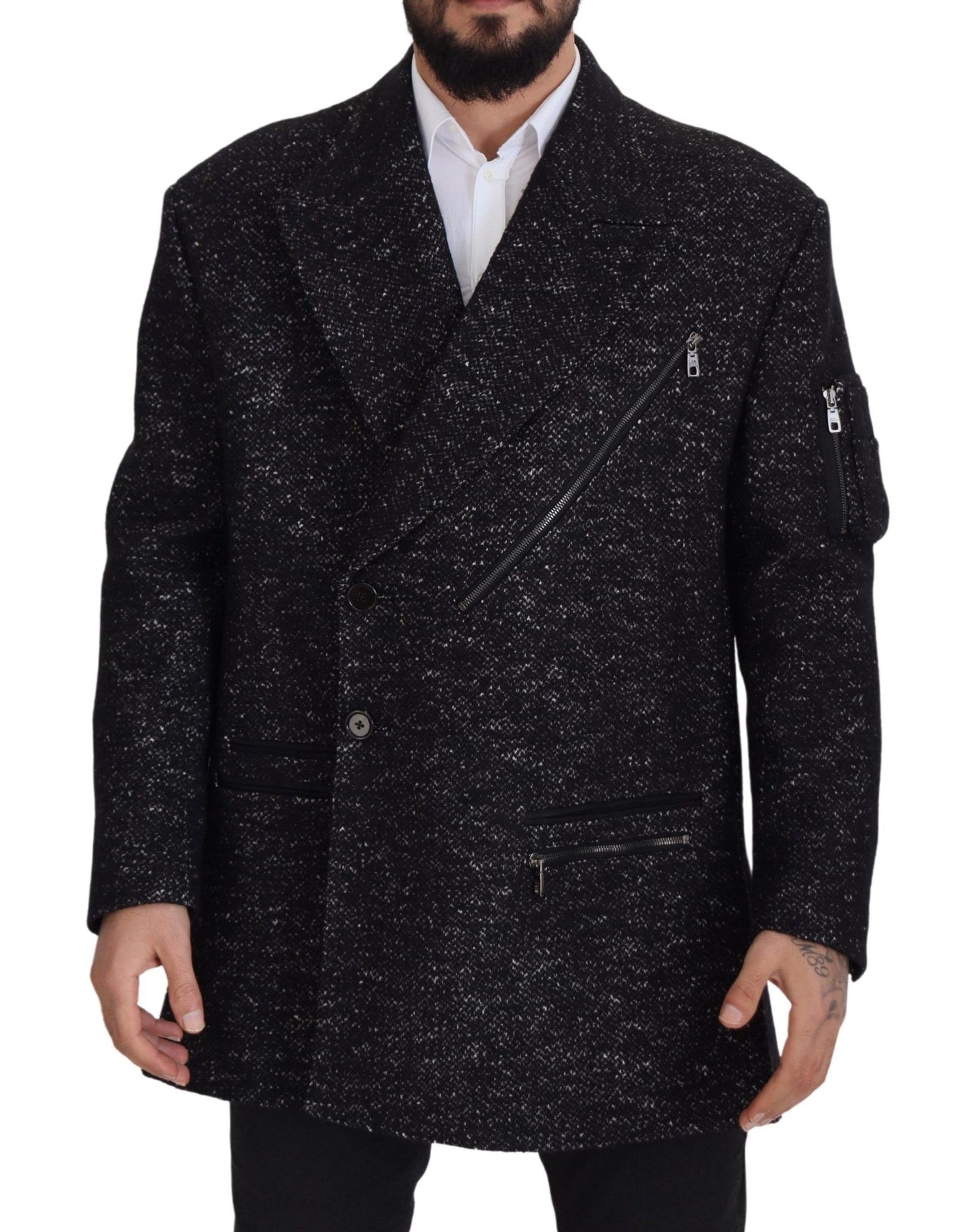 Dolce &amp; Gabbana Elegante chaqueta cruzada de lana estampada