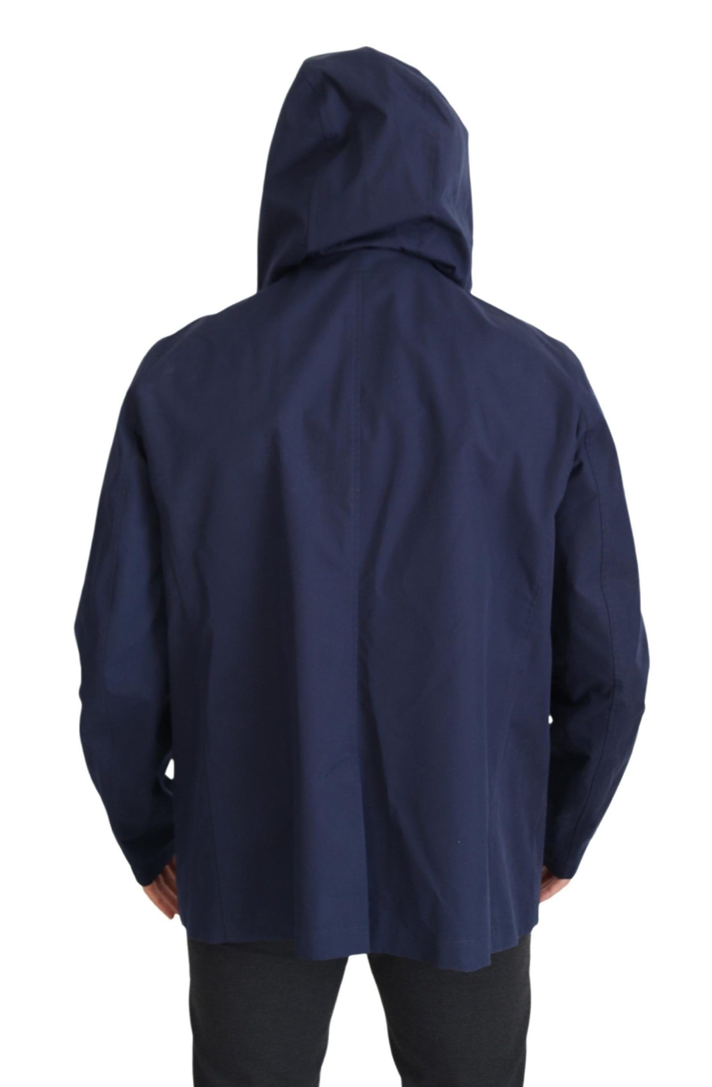 Dolce &amp; Gabbana Elegante parka azul cruzada con doble botonadura