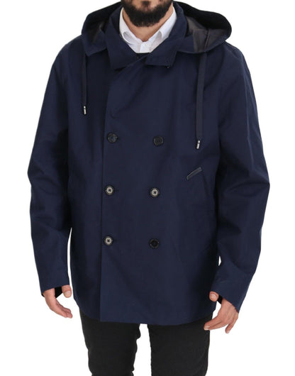 Dolce &amp; Gabbana Elegante parka azul cruzada con doble botonadura