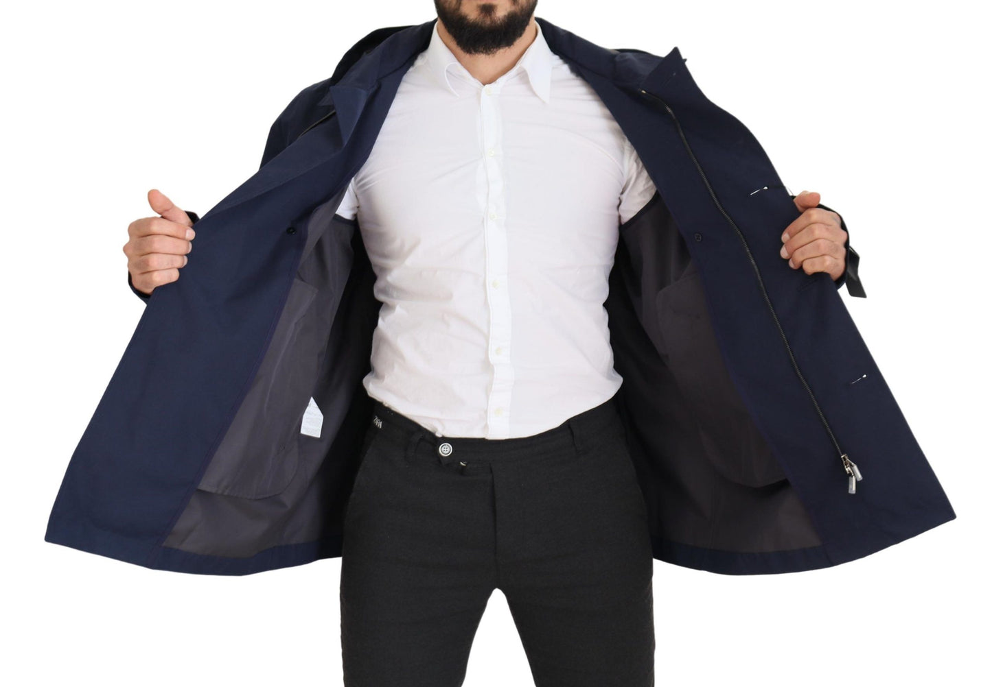 Dolce &amp; Gabbana Elegante parka azul cruzada con doble botonadura