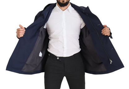 Dolce &amp; Gabbana Elegante parka azul cruzada con doble botonadura