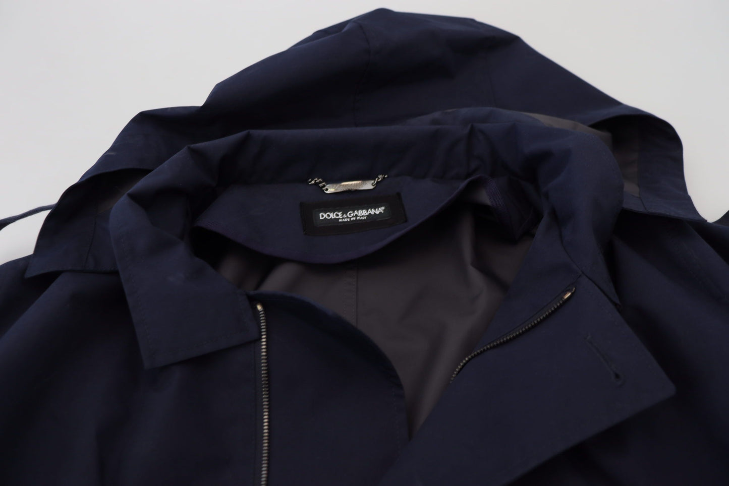 Dolce &amp; Gabbana Elegante parka azul cruzada con doble botonadura
