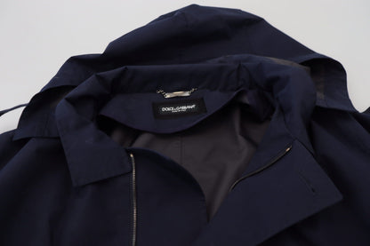 Dolce &amp; Gabbana Elegante parka azul cruzada con doble botonadura