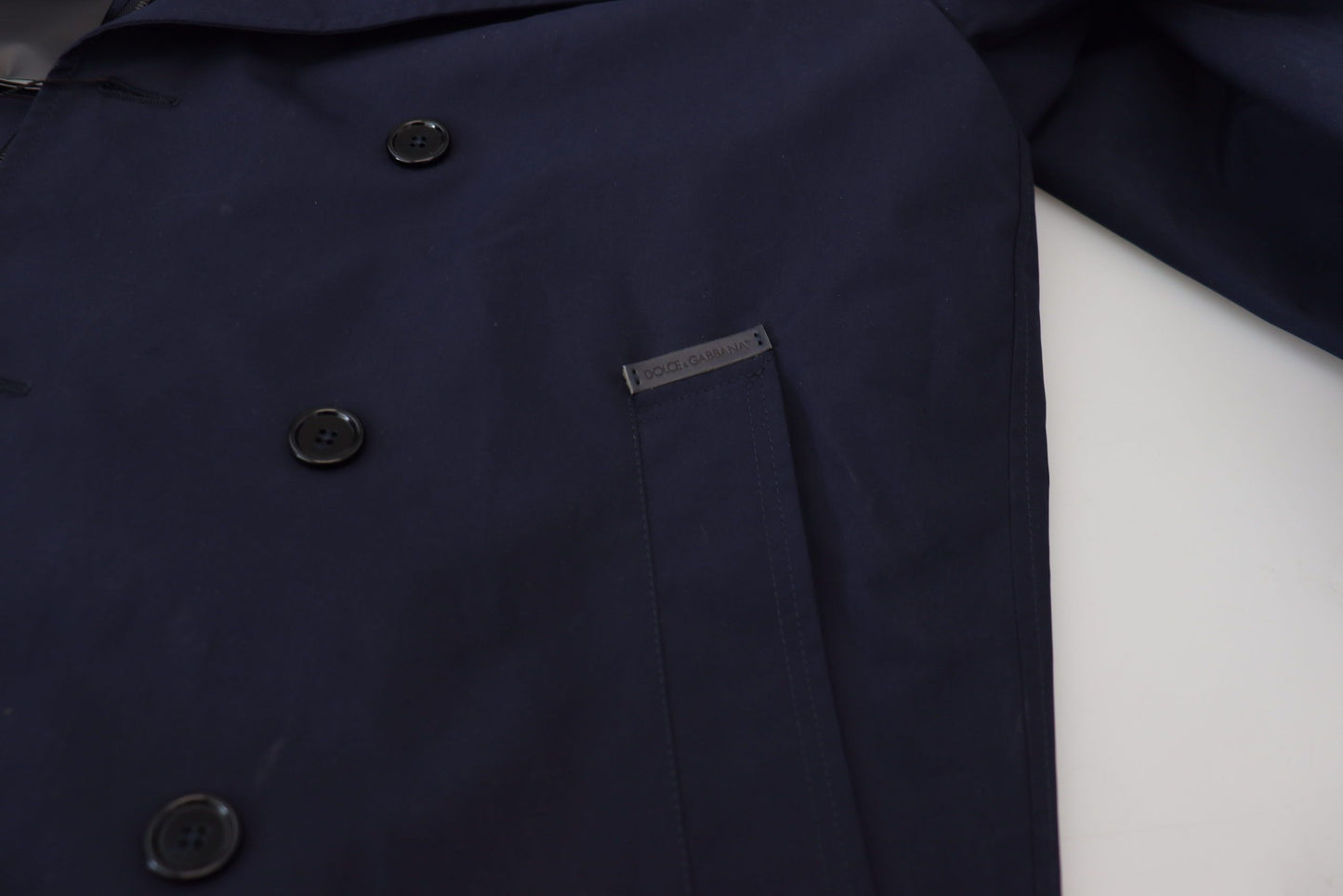 Dolce &amp; Gabbana Elegante parka azul cruzada con doble botonadura