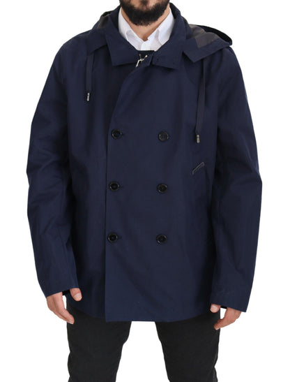 Dolce &amp; Gabbana Elegante parka azul cruzada con doble botonadura
