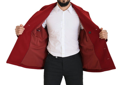 Dolce & Gabbana Elegant Red Double Breasted Wool Jacket – IT52 | L par Dolce & Gabbana | Disponible sur Sandy Store ByNet