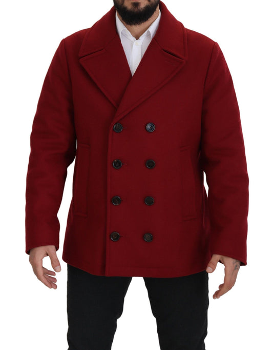 Dolce & Gabbana Elegant Red Double Breasted Wool Jacket – IT52 | L par Dolce & Gabbana | Disponible sur Sandy Store ByNet