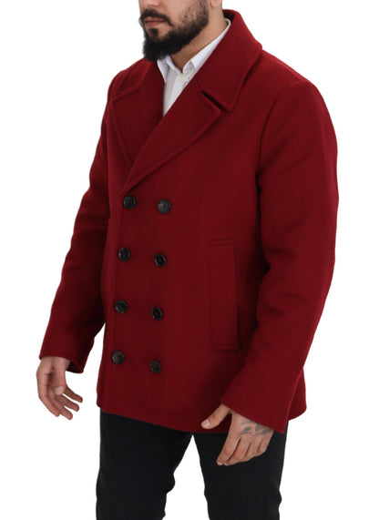 Dolce & Gabbana Elegant Red Double Breasted Wool Jacket – IT52 | L par Dolce & Gabbana | Disponible sur Sandy Store ByNet