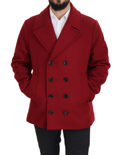 Dolce & Gabbana Elegant Red Double Breasted Wool Jacket – IT52 | L par Dolce & Gabbana | Disponible sur Sandy Store ByNet