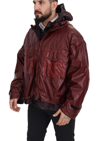 Dolce &amp; Gabbana Elegante chaqueta con capucha y cremallera burdeos