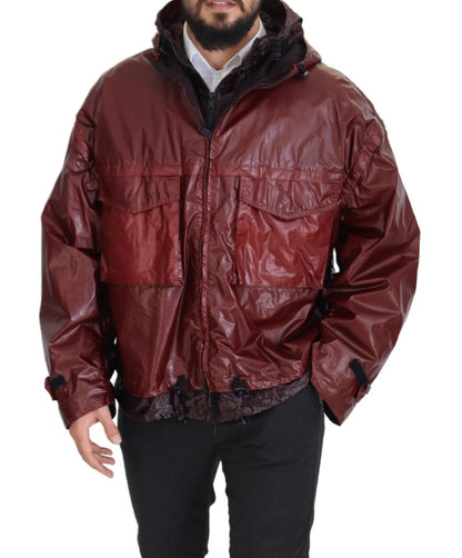 Dolce &amp; Gabbana Elegante chaqueta con capucha y cremallera burdeos