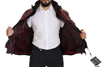 Dolce &amp; Gabbana Elegante chaqueta con capucha y cremallera burdeos