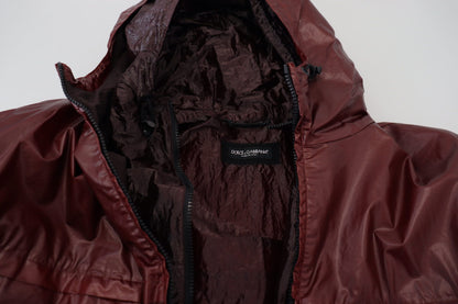 Dolce &amp; Gabbana Elegante chaqueta con capucha y cremallera burdeos