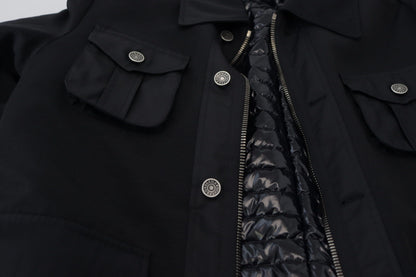 Dolce &amp; Gabbana Elegante chaqueta de mezcla de lana negra con cremallera completa