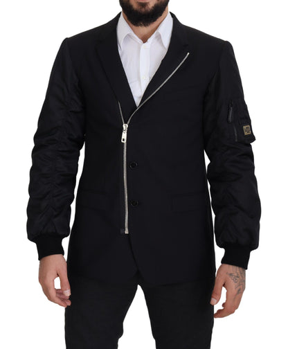 Dolce &amp; Gabbana Elegante Chaqueta De Lana Virgen Negra