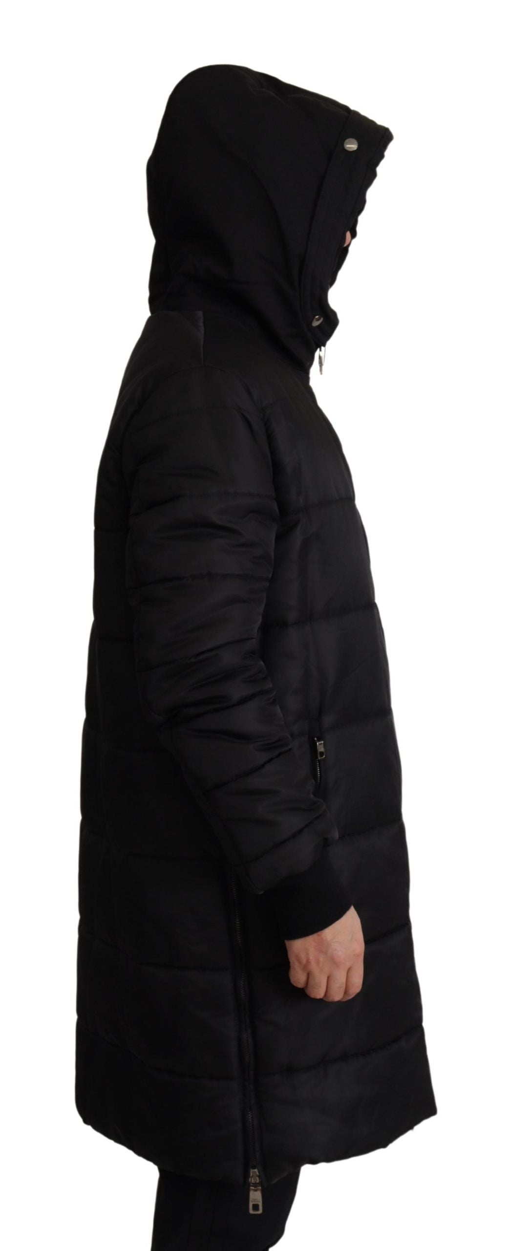 Dolce &amp; Gabbana Elegante chaqueta de invierno parka con capucha negra