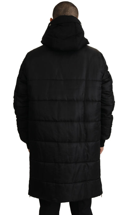 Dolce &amp; Gabbana Elegante chaqueta de invierno parka con capucha negra