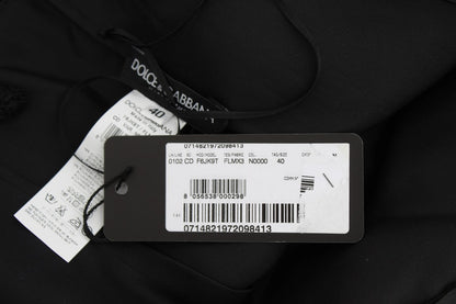 Dolce &amp; Gabbana Elegante vestido negro hasta la rodilla con encaje floral