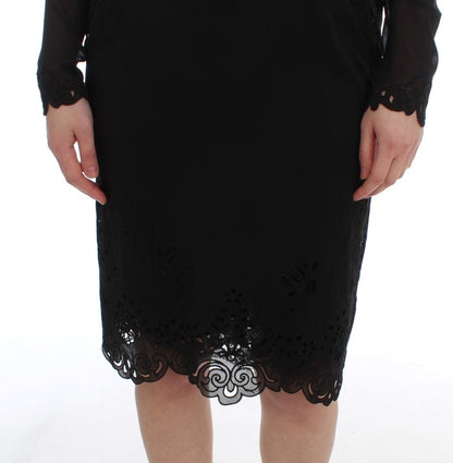 Dolce &amp; Gabbana Elegante vestido tubo de encaje floral negro
