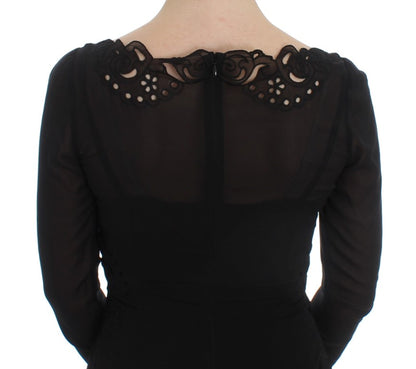Dolce &amp; Gabbana Elegante vestido tubo de encaje floral negro