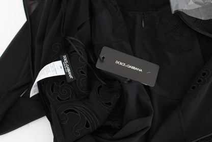 Dolce &amp; Gabbana Elegante vestido tubo de encaje floral negro
