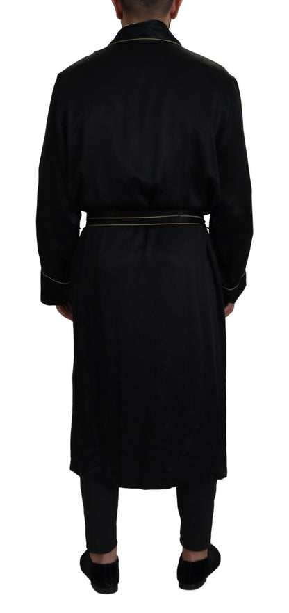 Dolce &amp; Gabbana Elegante abrigo largo de seda negro