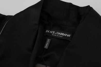 Dolce &amp; Gabbana Elegante abrigo largo de seda negro