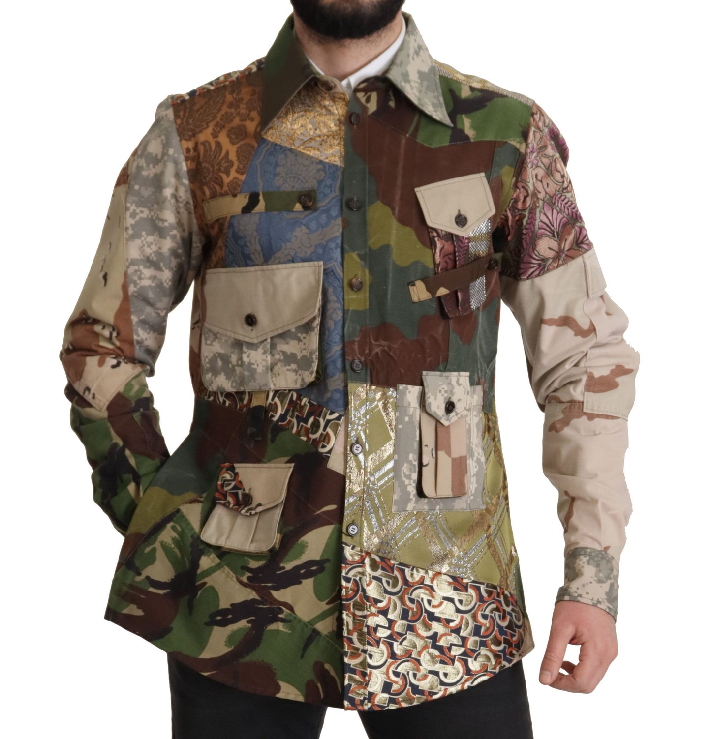Dolce &amp; Gabbana Camisa casual de camuflaje con patchwork