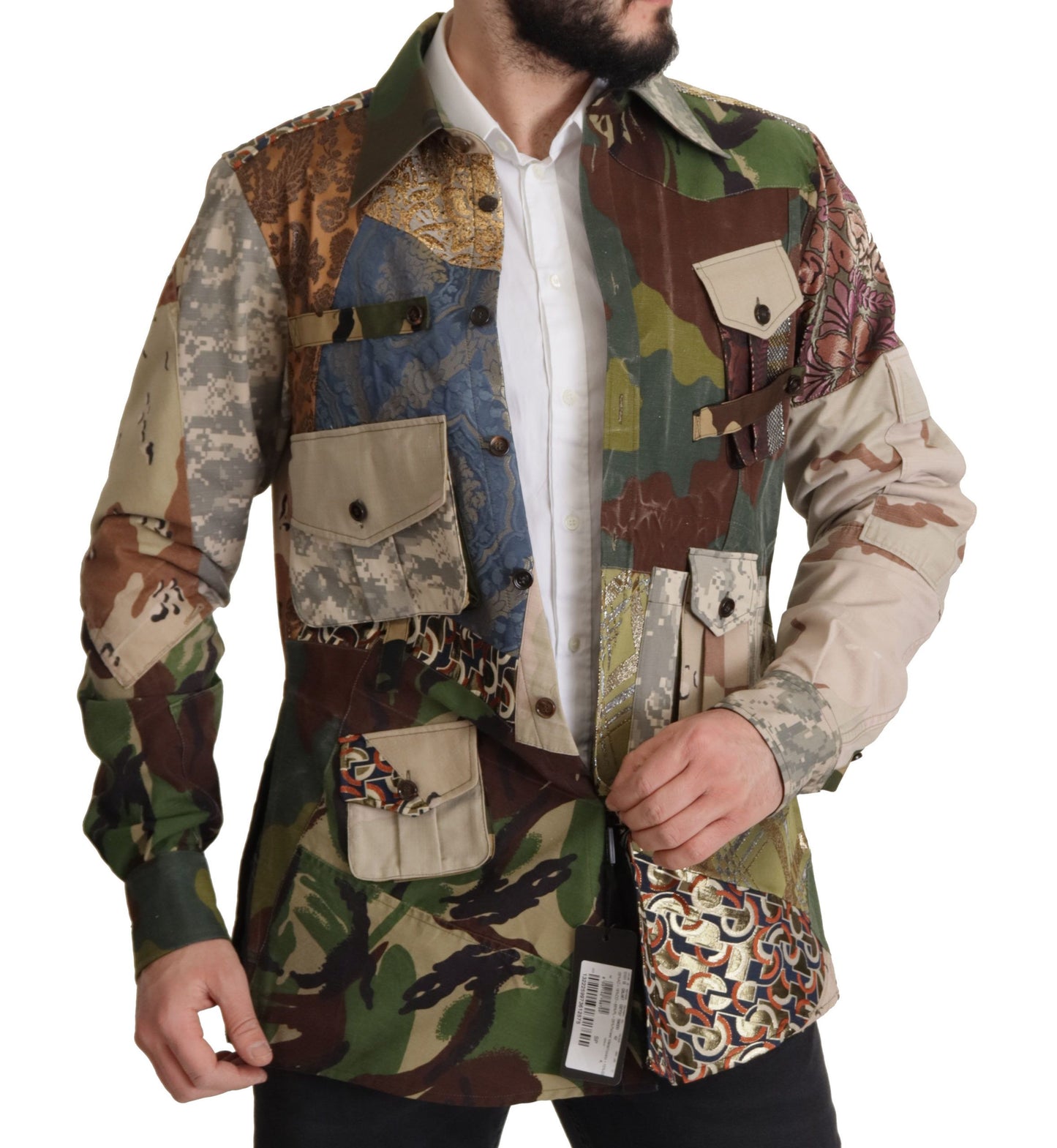 Dolce &amp; Gabbana Camisa casual de camuflaje con patchwork