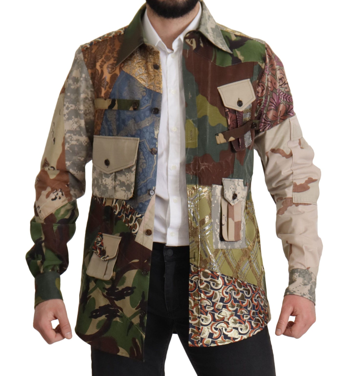 Dolce &amp; Gabbana Camisa casual de camuflaje con patchwork