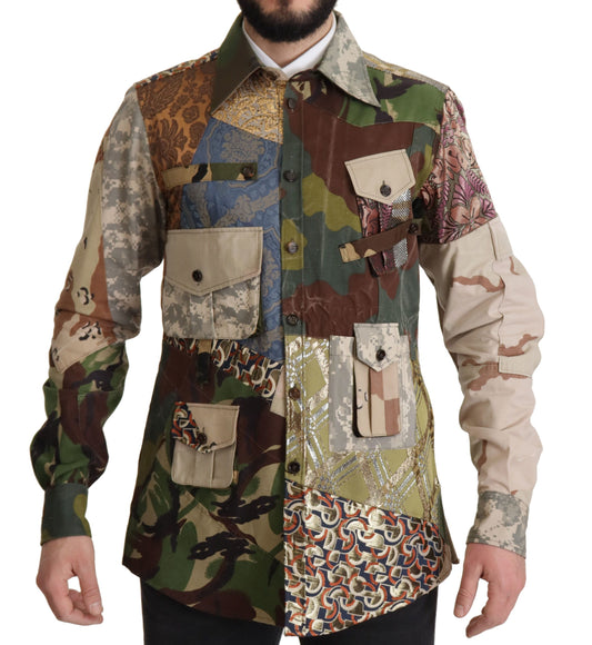 Dolce &amp; Gabbana Camisa casual de camuflaje con patchwork