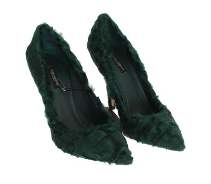 Dolce &amp; Gabbana Elegantes zapatos de tacón de piel de piel Xiangao verde