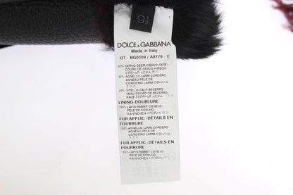 Dolce &amp; Gabbana Elegantes guantes de piel negro y burdeos