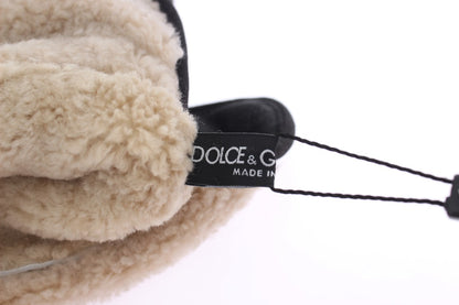 Dolce &amp; Gabbana Elegantes guantes de lana de oveja gris con tachuelas