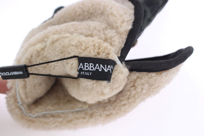 Dolce &amp; Gabbana Elegantes guantes de lana de oveja gris con tachuelas