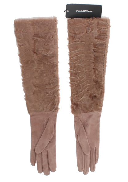Dolce &amp; Gabbana Elegantes guantes hasta el codo de ante beige
