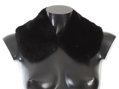 Dolce &amp; Gabbana Elegante bufanda cruzada para hombros de piel de visón negra