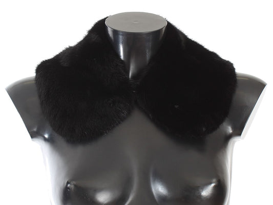 Dolce &amp; Gabbana Elegante bufanda cruzada para hombros de piel de visón negra