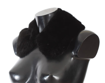 Dolce &amp; Gabbana Elegante bufanda cruzada para hombros de piel de visón negra