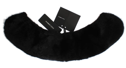 Dolce &amp; Gabbana Elegante bufanda cruzada para hombros de piel de visón negra