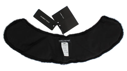 Dolce &amp; Gabbana Elegante bufanda cruzada para hombros de piel de visón negra