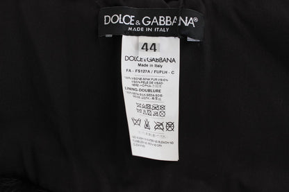 Dolce &amp; Gabbana Elegante bufanda cruzada para hombros de piel de visón negra
