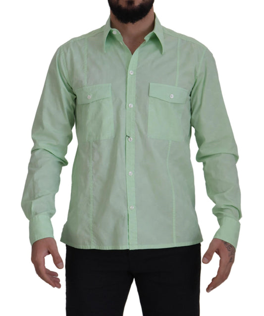 Dolce &amp; Gabbana Camisa casual con botones en verde menta y corte slim