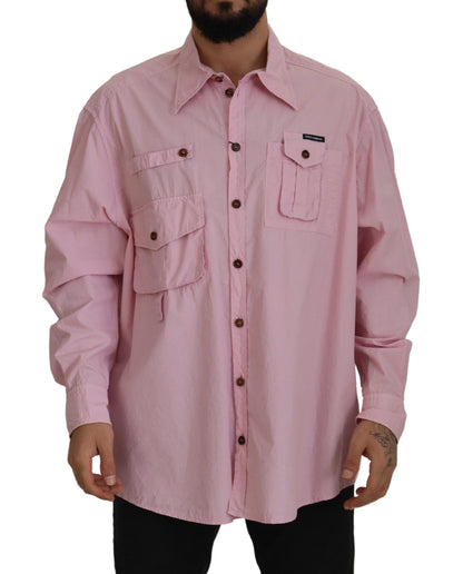Dolce &amp; Gabbana Camisa Casual De Algodón Rosa Elegante