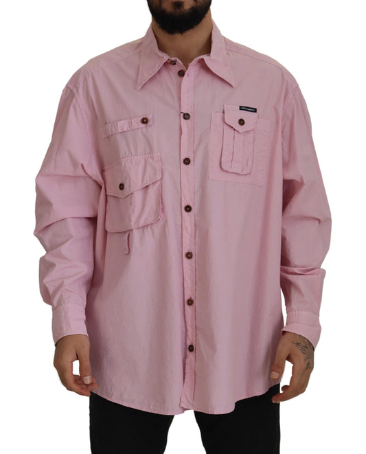 Dolce &amp; Gabbana Camisa Casual De Algodón Rosa Elegante