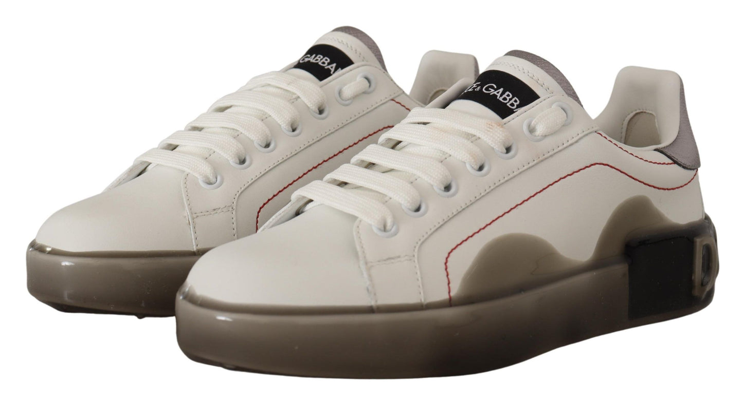 Dolce &amp; Gabbana Elegantes zapatillas deportivas de cuero blanco