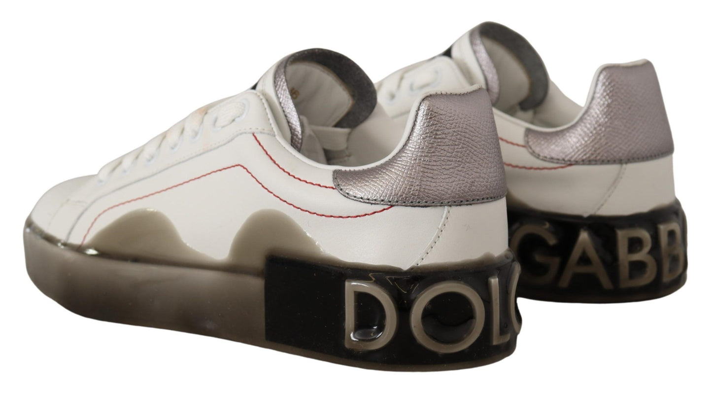 Dolce &amp; Gabbana Elegantes zapatillas deportivas de cuero blanco